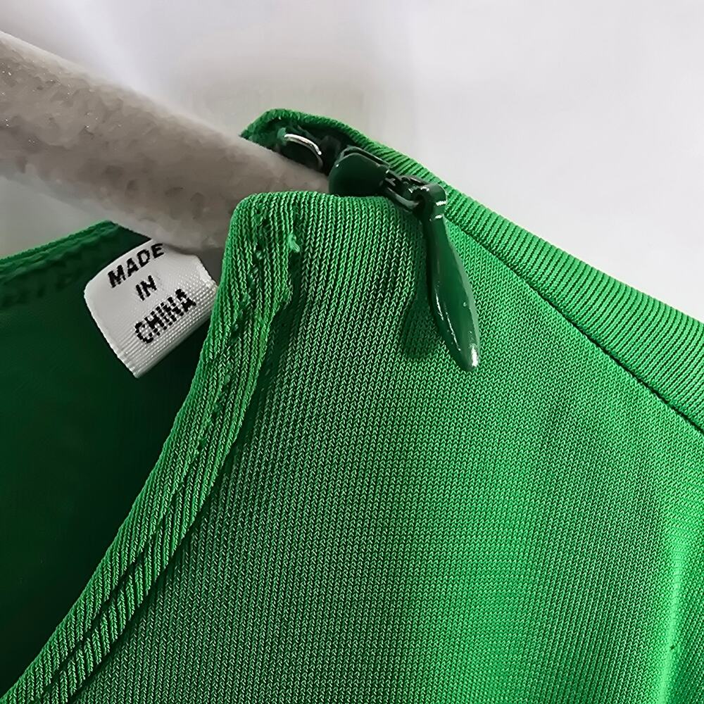A.L.C Adeline Green Asymmetric Ruched Stretch Maxi Dress Size Medium - Picture 5 of 13
